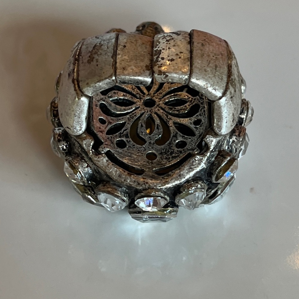 Silver And Crystal Large Statement Ring - image 6